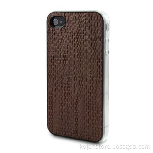 Case for iPhone 4, Made of PC and PU Materials, Straw Mat Vein, Available in Various Colors
